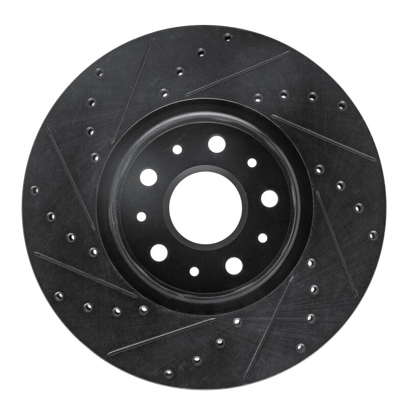 R1 16-25 Cadillac CT5 Front Right Drilled & Slotted Black Brake Rotor