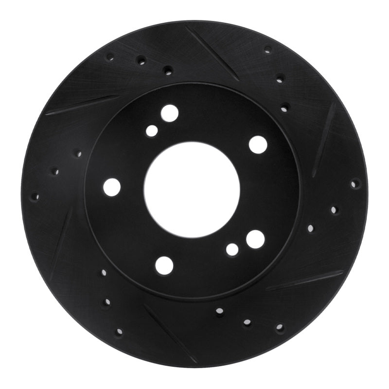 R1 96-98 Nissan 240SX Front Right Drilled & Slotted Black Brake Rotor