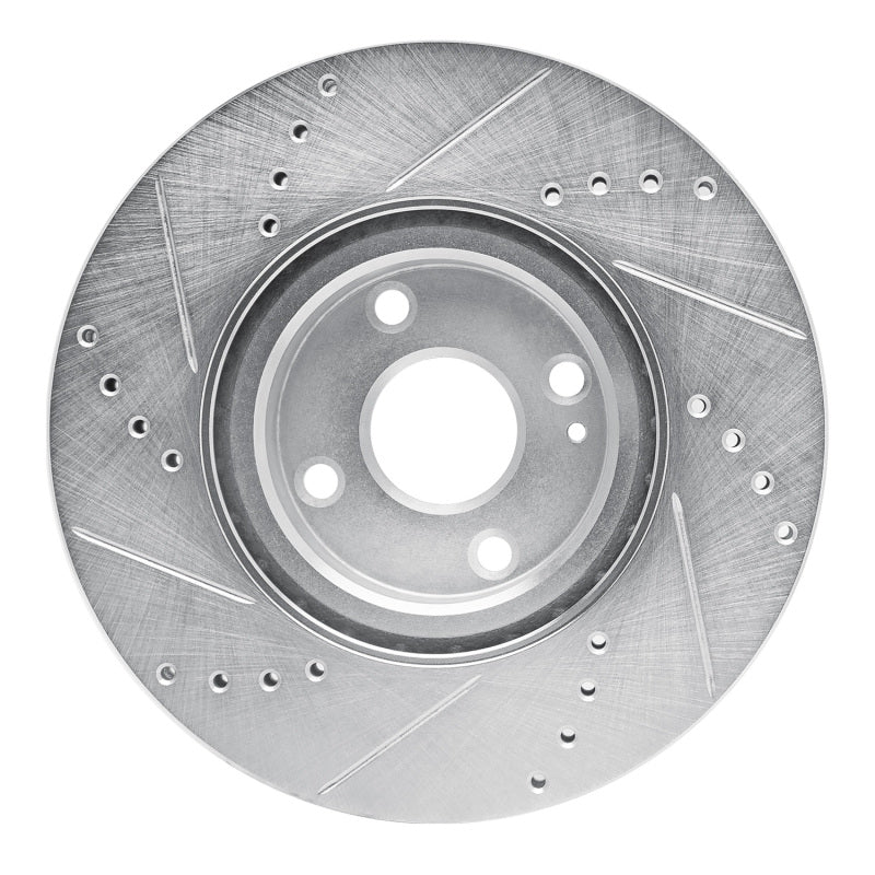 R1 2016-2025 Fiat 124 Spider Front Right Drilled & Slotted Silver Brake Rotor