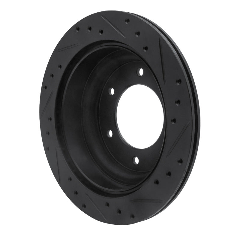 R1 92-04 Acura SLX Rear Left Drilled & Slotted Black Brake Rotor
