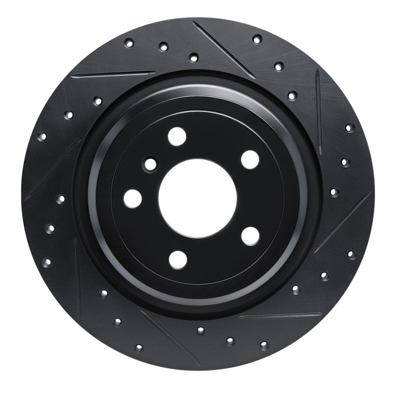 R1 12-18 Mercedes-Benz GLE350 Rear Right Drilled & Slotted Black Brake Rotor