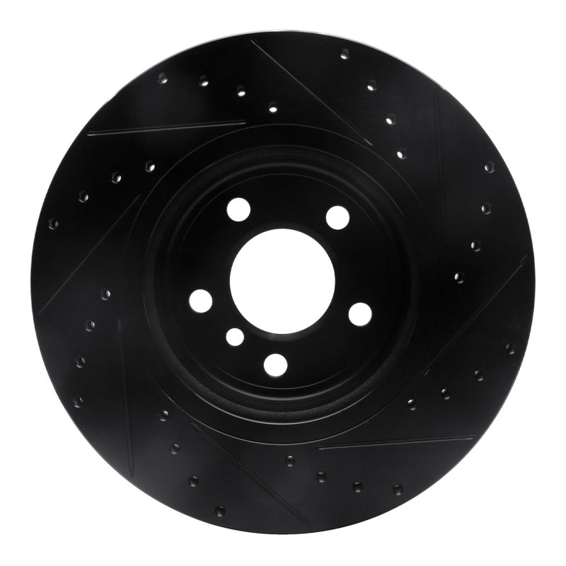 R1 11-16 BMW 528I xDrive Front Left Drilled & Slotted Black Brake Rotor