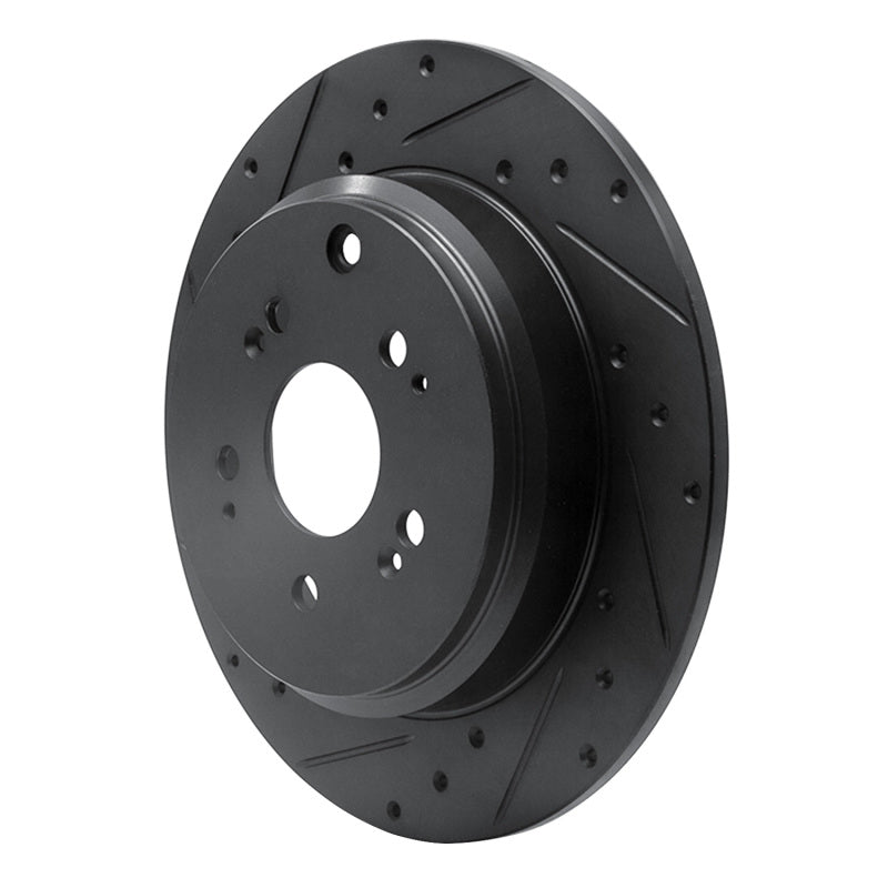 R1 07-17 Acura ZDX Rear Left Drilled & Slotted Black Brake Rotor