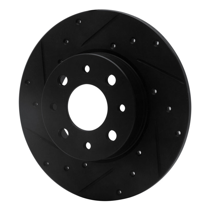 R1 13-19 Fiat 500E Rear Left Drilled & Slotted Black Brake Rotor