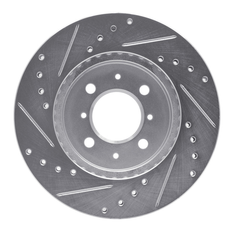 R1 83-84 Toyota Cressida Front Right Drilled & Slotted Silver Brake Rotor
