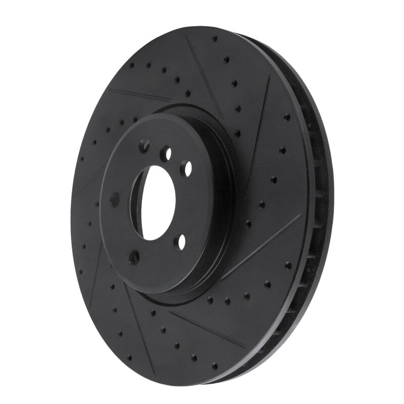 R1 08-19 BMW X5 Front Right Drilled & Slotted Black Brake Rotor