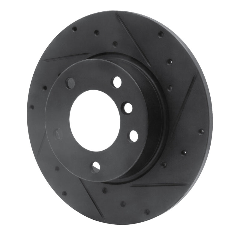 R1 95-98 BMW 318TI Front Right Drilled & Slotted Black Brake Rotor