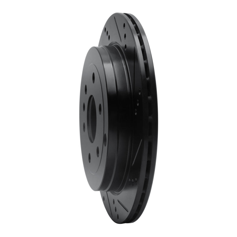 R1 07-17 Buick Enclave Rear Right Drilled & Slotted Black Brake Rotor