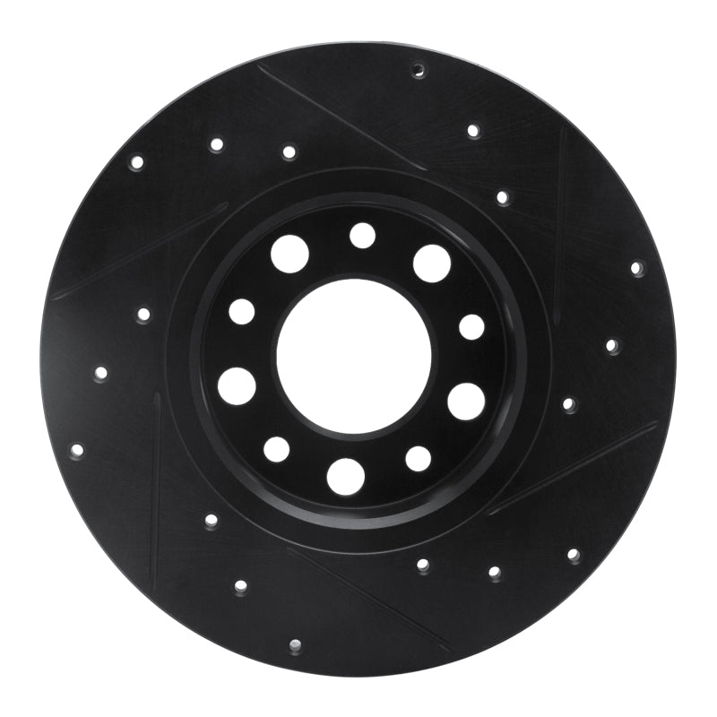 R1 15-25 Alfa Romeo Tonale Rear Left Drilled & Slotted Black Brake Rotor