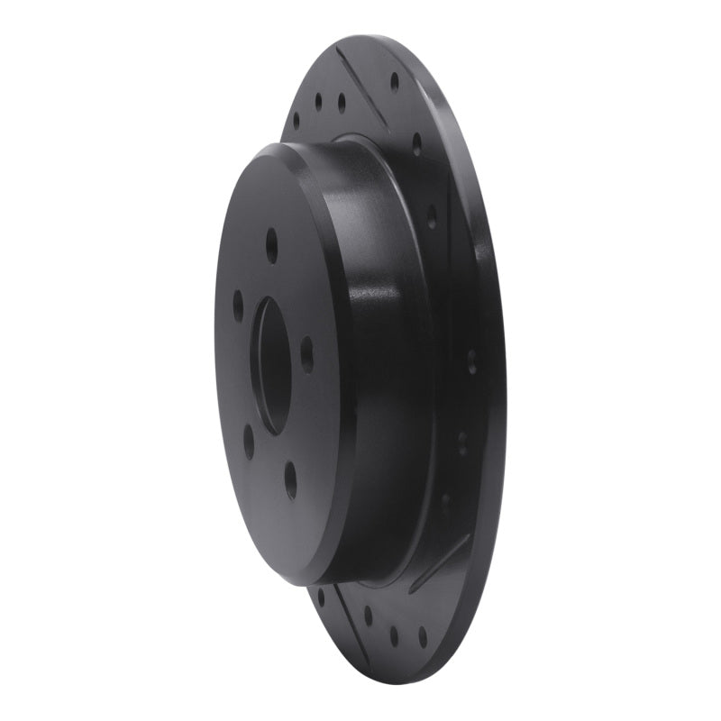 R1 95-07 Chrysler CIRRUS Rear Right Drilled & Slotted Black Brake Rotor