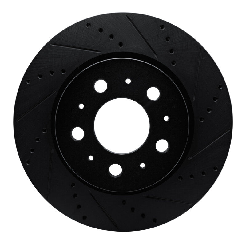 R1 17-25 Tesla Model 3 Front Right Drilled & Slotted Black Brake Rotor