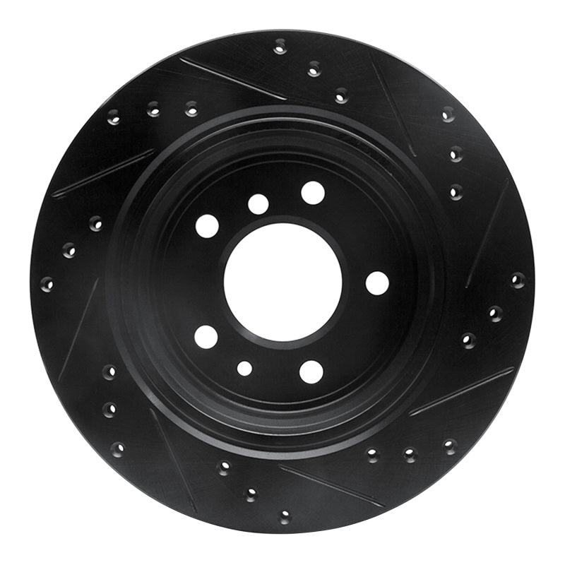 R1 91-95 BMW 540I Rear Left Drilled & Slotted Black Brake Rotor
