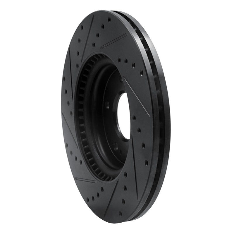 R1 20-25 Hyundai Kona Front Right Drilled & Slotted Black Brake Rotor