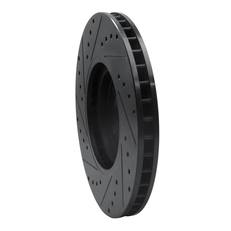 R1 03-05 Jaguar Vanden Plas Front Right Drilled & Slotted Black Brake Rotor