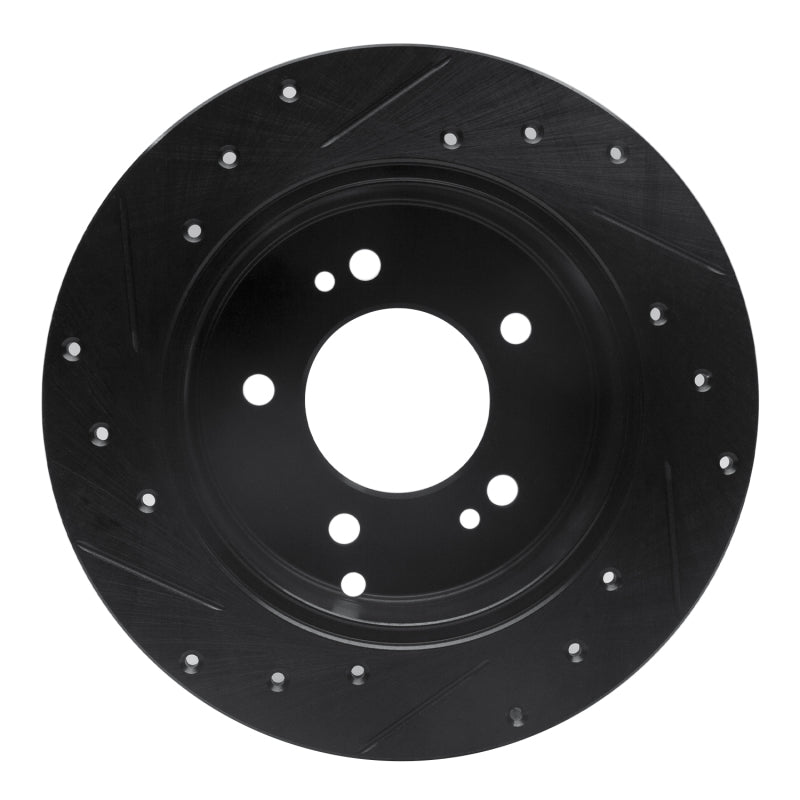 R1 07-12 Kia Rondo (Canada) Rear Right Drilled & Slotted Black Brake Rotor