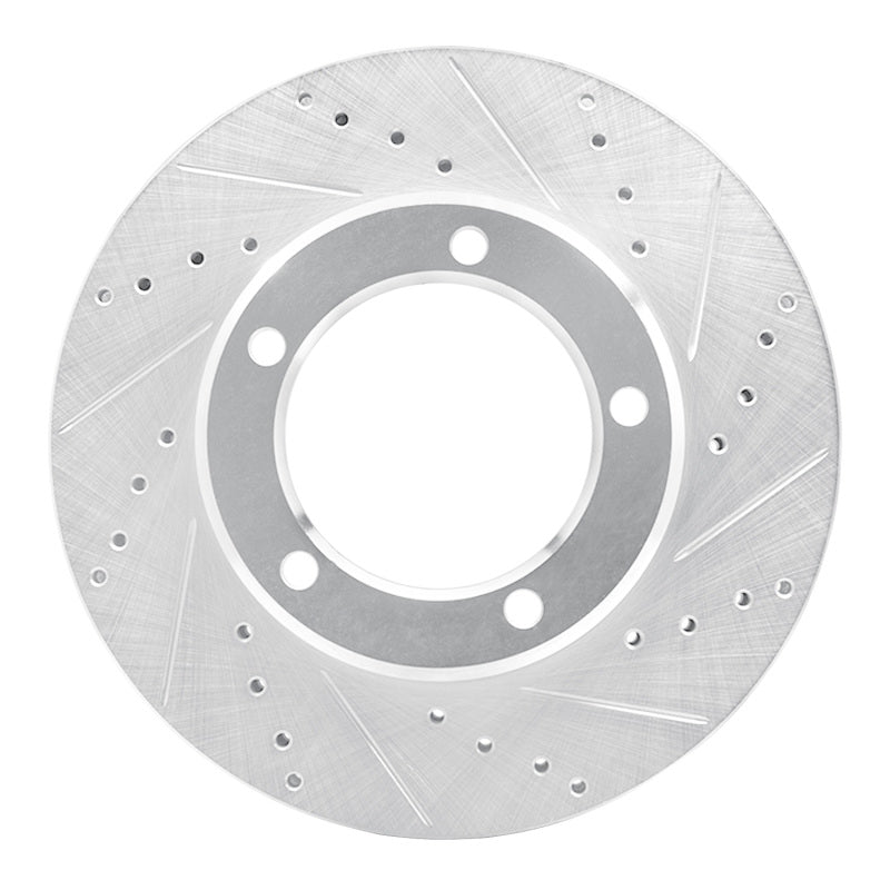 R1 98-07 Lexus LX470 Front Right Drilled & Slotted Silver Brake Rotor