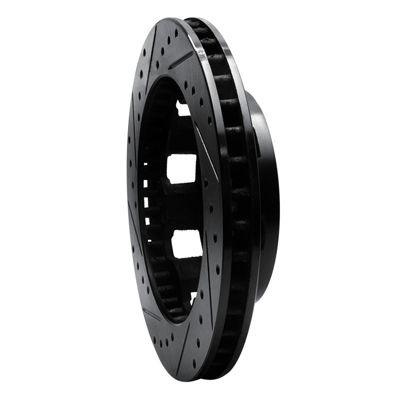 R1 75-93 Dodge W200 Front Right Drilled & Slotted Black Brake Rotor