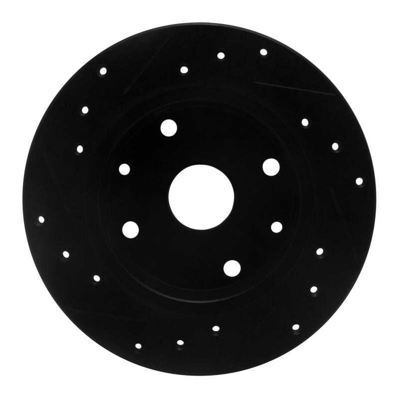 R1 81-85 Mazda RX-7 Rear Right Drilled & Slotted Black Brake Rotor