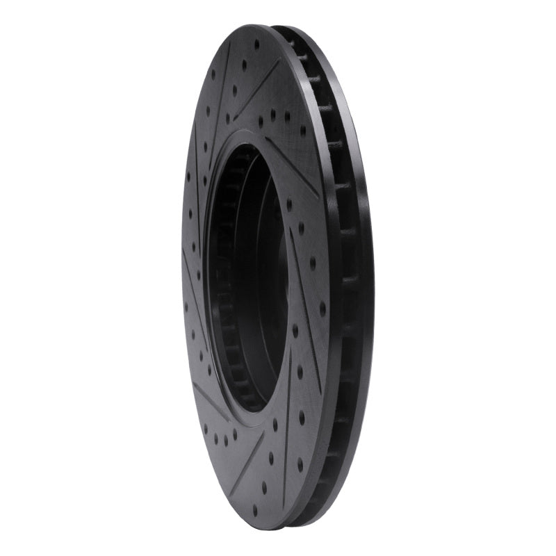 R1 02-04 Ford Focus Front Right Drilled & Slotted Black Brake Rotor