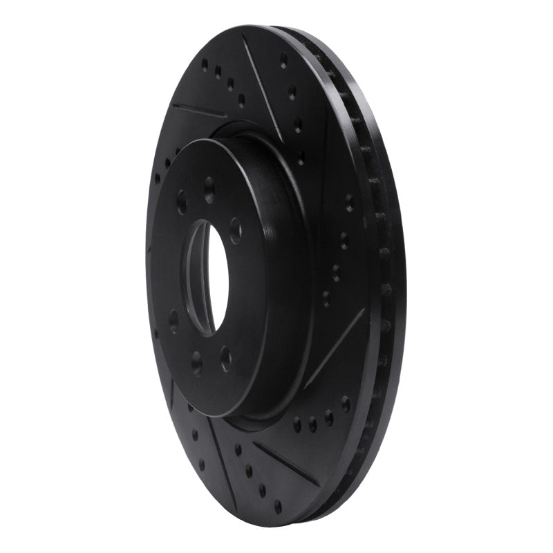 R1 12-23 Hyundai Accent Front Right Drilled & Slotted Black Brake Rotor