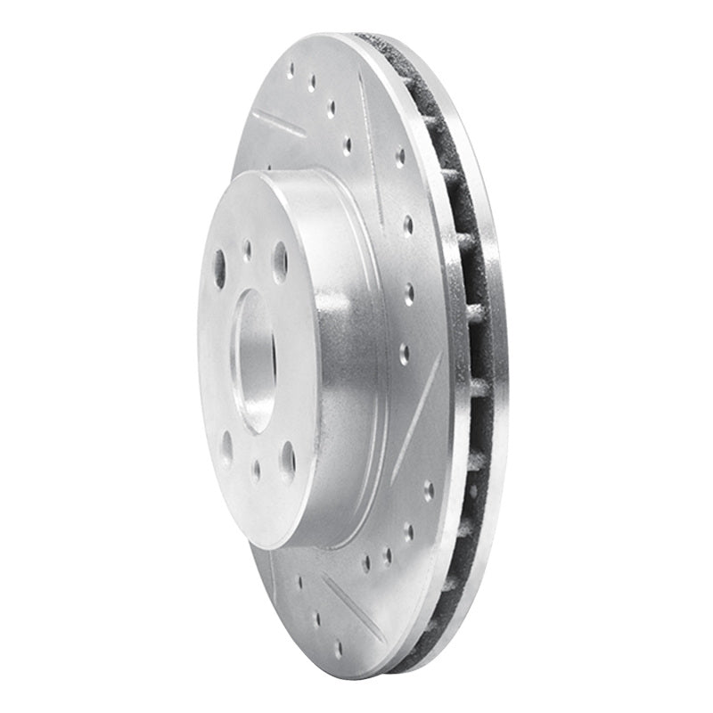 R1 86-89 Toyota Celica Front Right Drilled & Slotted Silver Brake Rotor