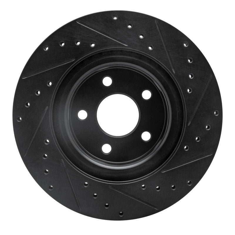 R1 07-10 Chevrolet Cobalt Front Left Drilled & Slotted Black Brake Rotor