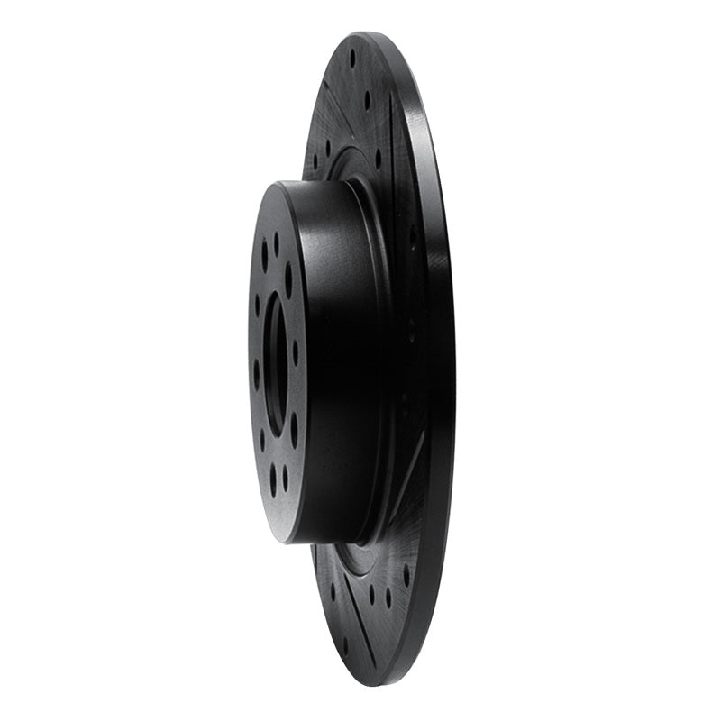 R1 14-19 Fiat 500L Rear Right Drilled & Slotted Black Brake Rotor