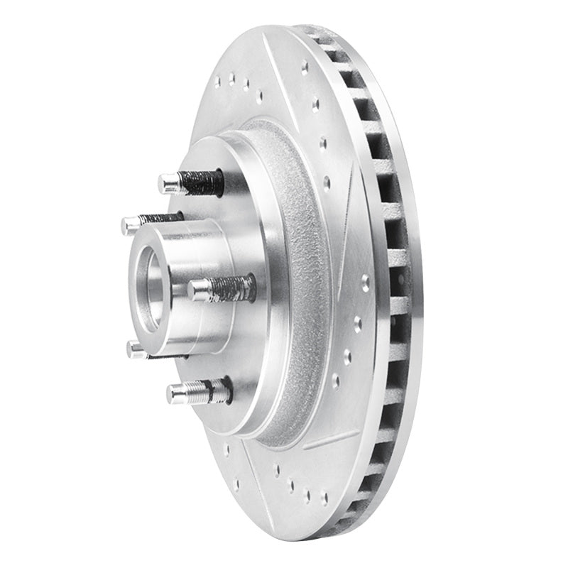 R1 82-87 Ford Mustang Front Right Drilled & Slotted Silver Brake Rotor