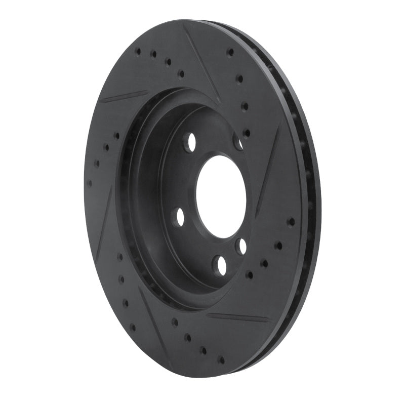R1 14-21 BMW i3 Front Left Drilled & Slotted Black Brake Rotor