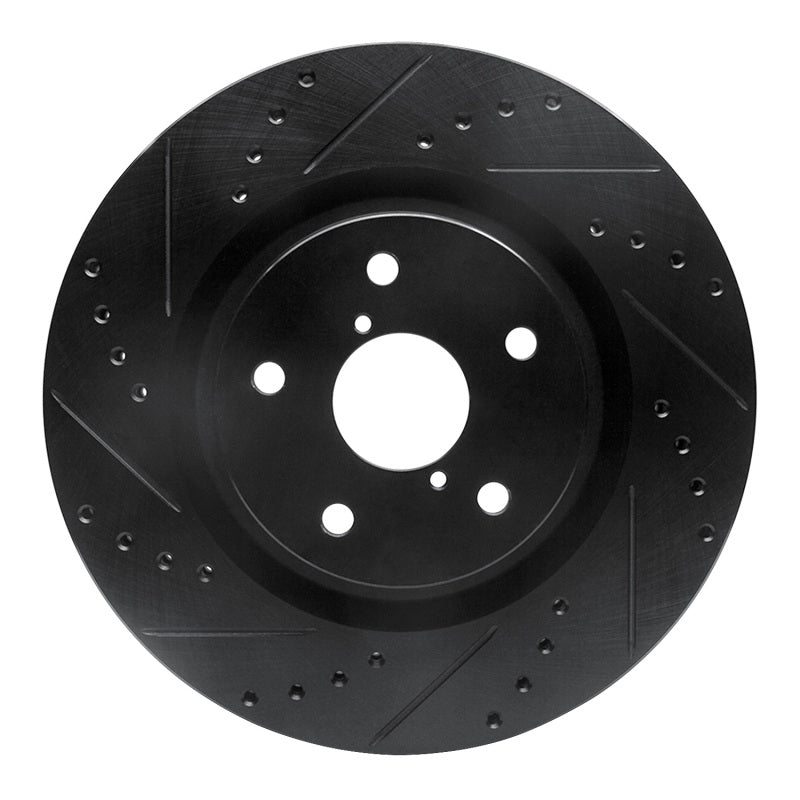 R1 -24 Subaru Forester Front Left Drilled & Slotted Black Brake Rotor