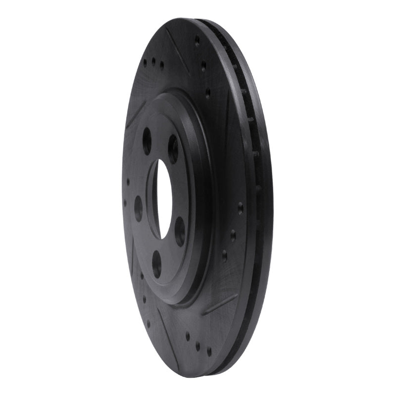 R1 00-06 Ford Thunderbird Rear Right Drilled & Slotted Black Brake Rotor