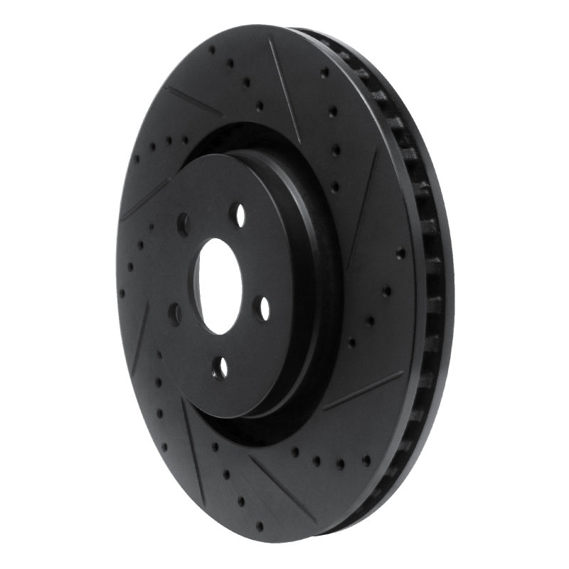R1 15-21 Ford Edge Front Right Drilled & Slotted Black Brake Rotor