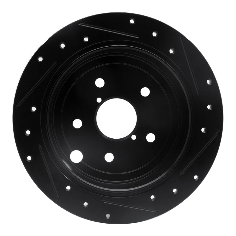 R1 15-21 Subaru WRX Rear Left Drilled & Slotted Black Brake Rotor