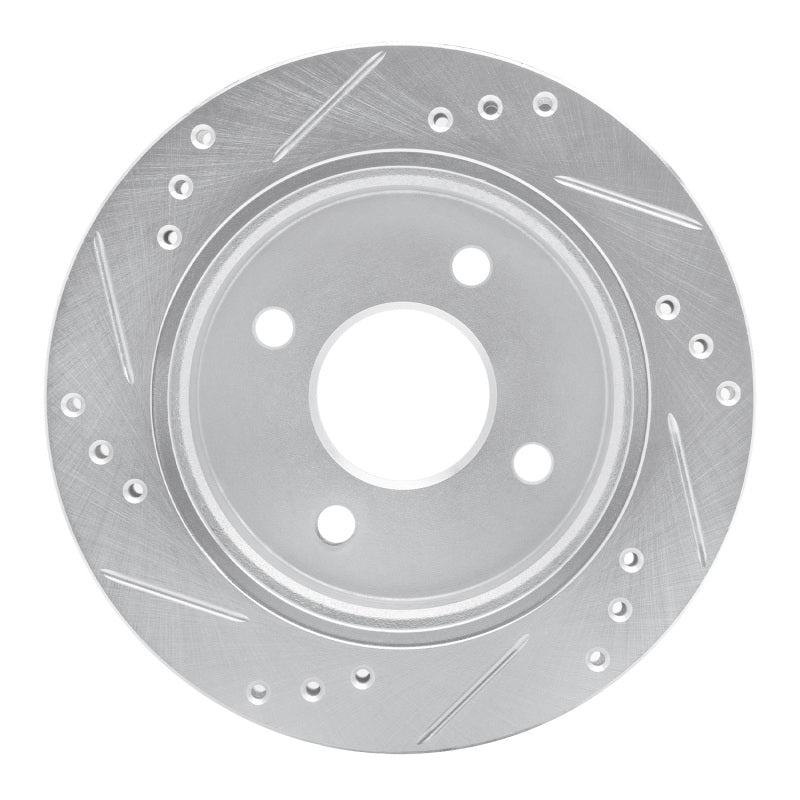 R1 95-04 Ford CONTOUR Rear Right Drilled & Slotted Silver Brake Rotor