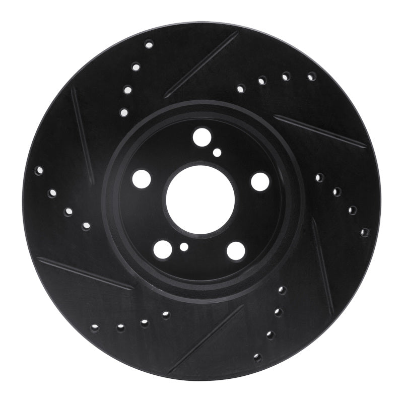 R1 08-19 Pontiac Vibe Front Right Drilled & Slotted Black Brake Rotor