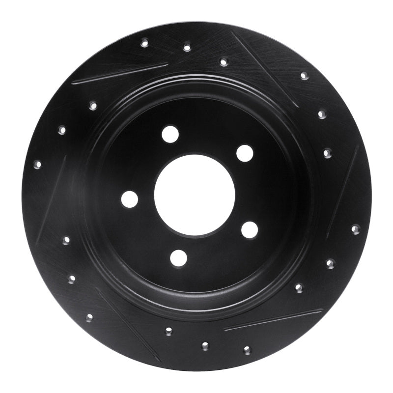 R1 96-02 Ford Crown Victoria Rear Left Drilled & Slotted Black Brake Rotor