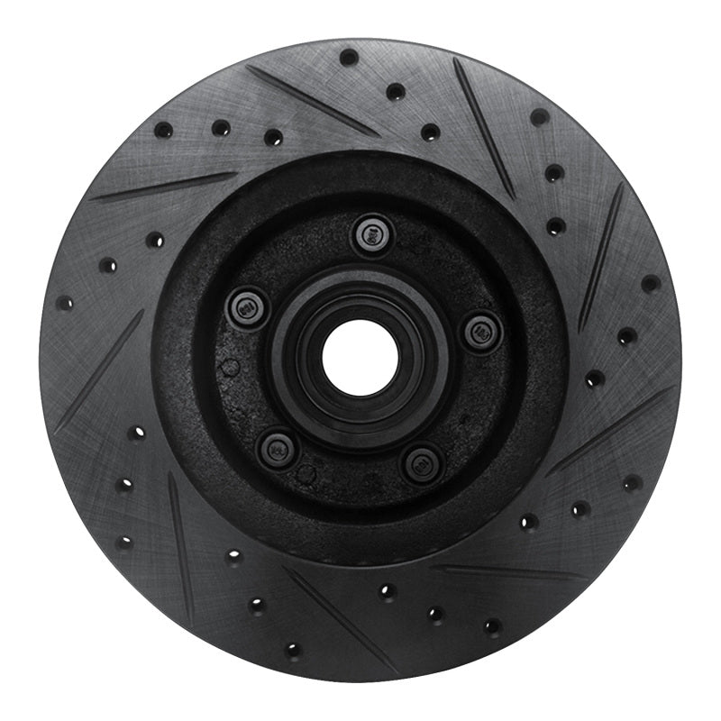 R1 80-83 Ford F-150 RWD Front Left Drilled & Slotted Black Brake Rotor