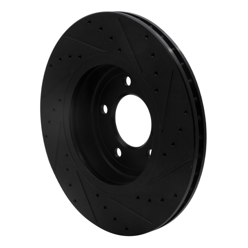 R1 01-08 BMW 330I Front Left Drilled & Slotted Black Brake Rotor