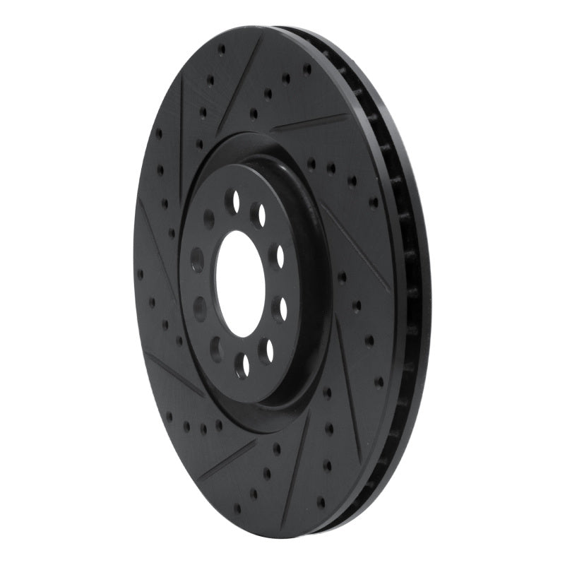 R1 00-06 Audi TT Quattro Front Left Drilled & Slotted Black Brake Rotor