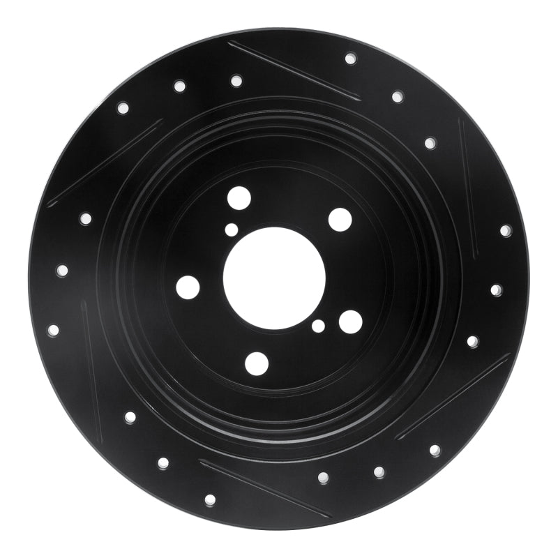 R1 90-08 Saab 9-2X Rear Left Drilled & Slotted Black Brake Rotor