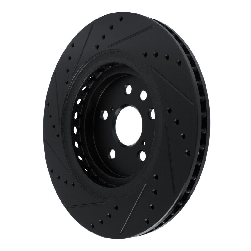 R1 20-25 Lexus RX350 Front Right Drilled & Slotted Black Brake Rotor