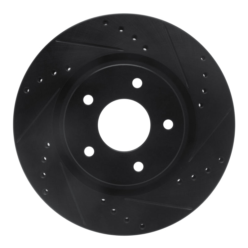 R1 14-23 Nissan Rogue Front Right Drilled & Slotted Black Brake Rotor