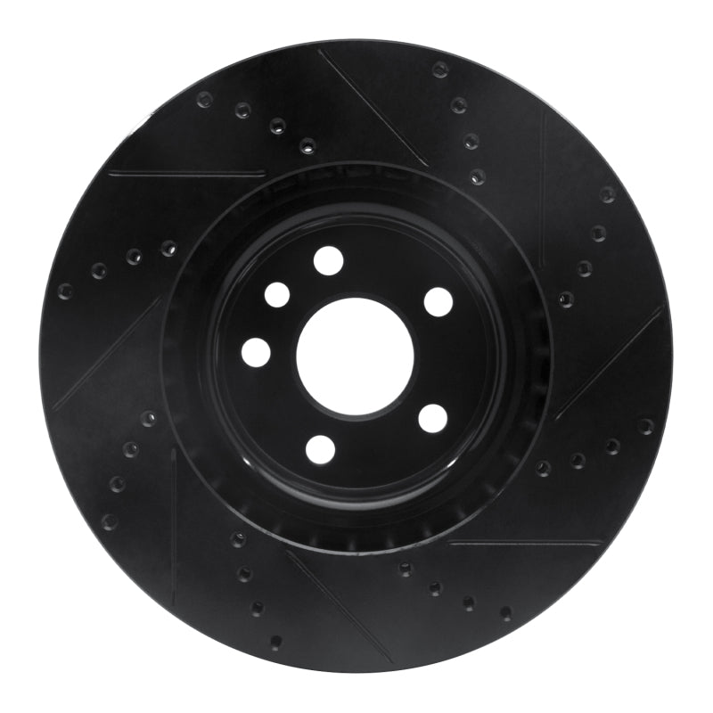 R1 15-19 Jaguar E-Pace Front Left Drilled & Slotted Black Brake Rotor