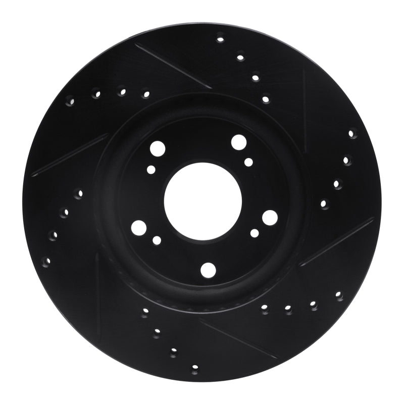 R1 03-17 Acura ILX Front Left Drilled & Slotted Black Brake Rotor