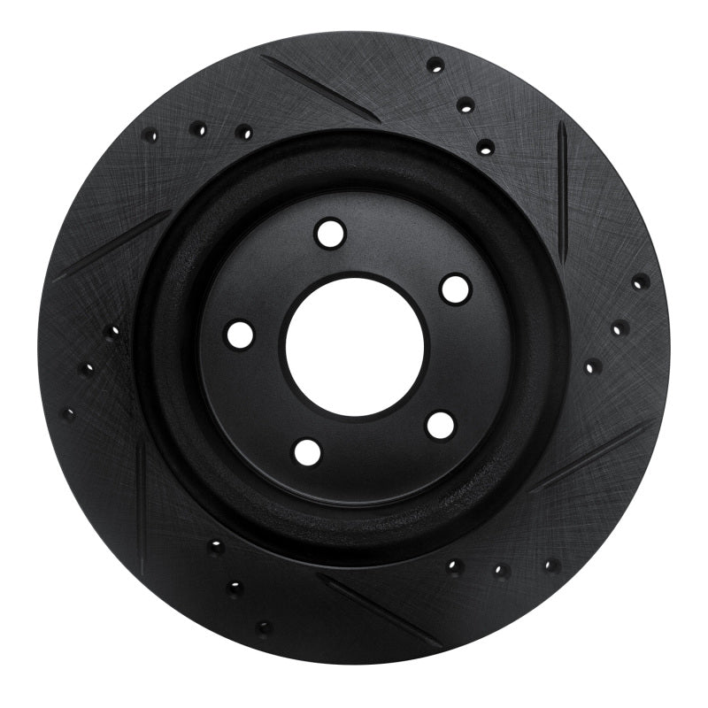 R1 17-25 Nissan X-Trail (Mexico) Rear Left Drilled & Slotted Black Brake Rotor