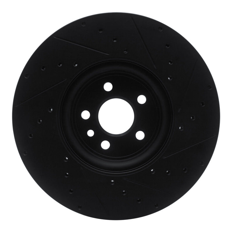 R1 2017-2020 Jaguar F-Pace Front Left Drilled & Slotted Black Brake Rotor