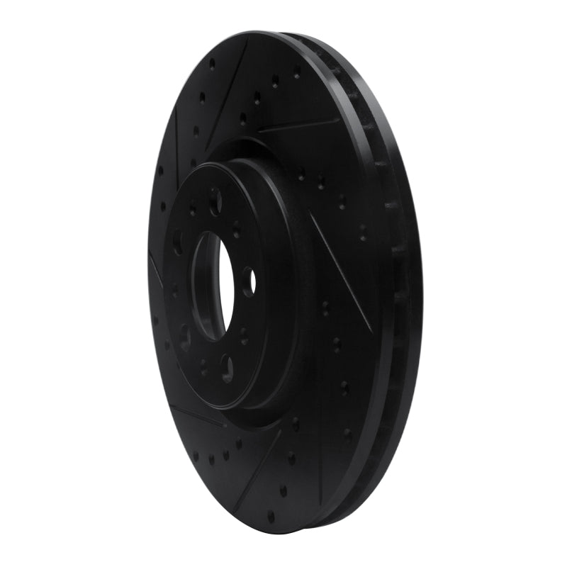 R1 03-09 Volvo S60 Front Left Drilled & Slotted Black Brake Rotor