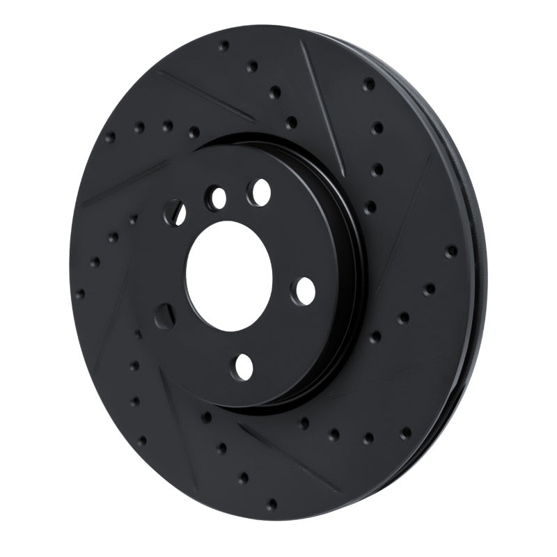 R1 16-24 Mini Cooper (Excl Clubman) Front Right Drilled & Slotted Black Brake Rotor