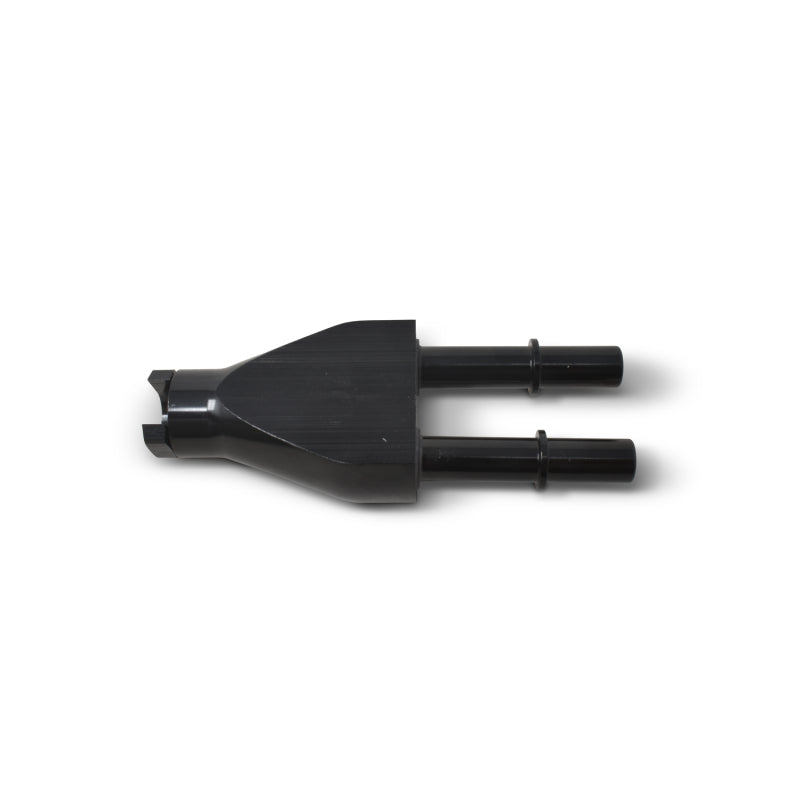 Russell Adapter Y-Block 3/8in Sae Quick Disconnect Female To 2X 3/8in Sae Qd Male Blk Anodized