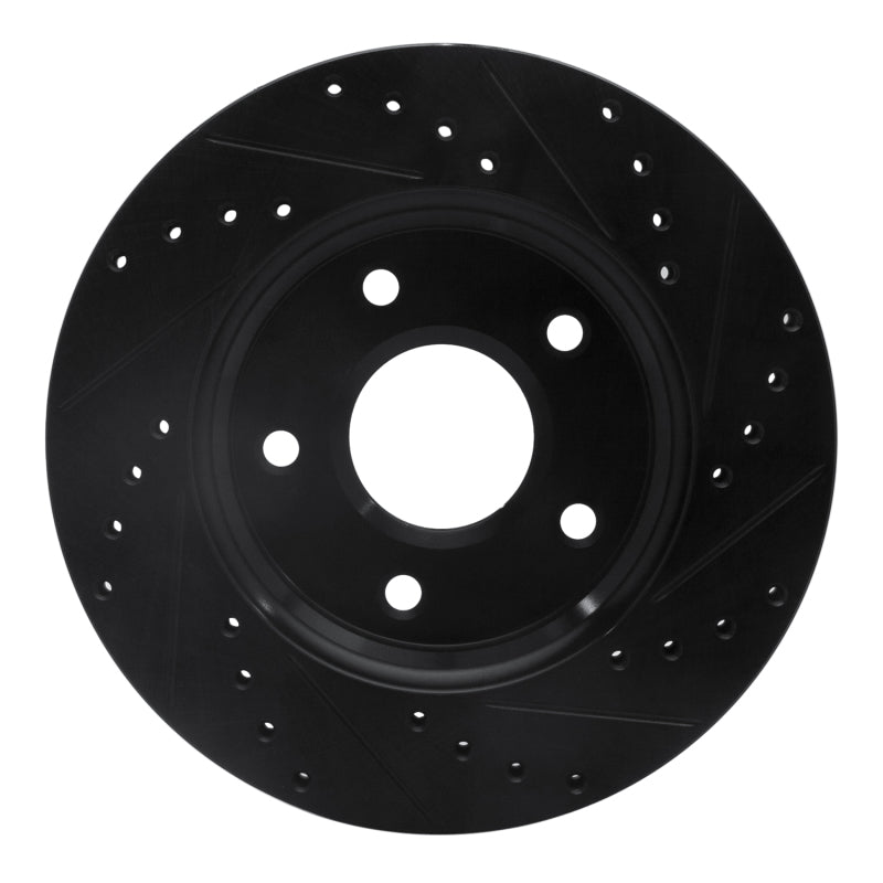 R1 08-16 Chrysler Town & Country Front Left Drilled & Slotted Black Brake Rotor